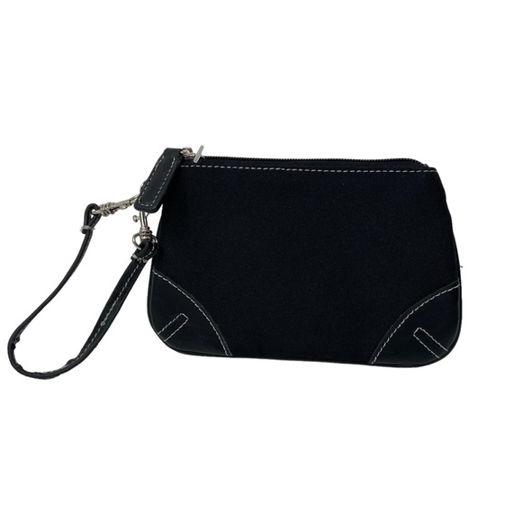 Franklin Covey | Black with White Stitching | Wristlet | Leather and Canvas 7.5” - Picture 1 of 4